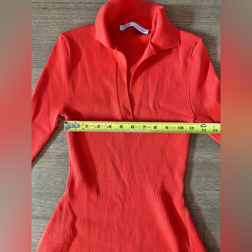 Zara Knit Skater Dress-Size Medium-Orange - Picture 8 of 8
